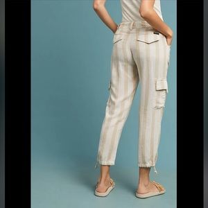 Anthropologie linen striped pants 28